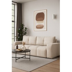 SOHI Kanapa pikowana z funkcją spania i pojemnikiem na pościel Curio 09 - beżowy - Zdjęcie 2