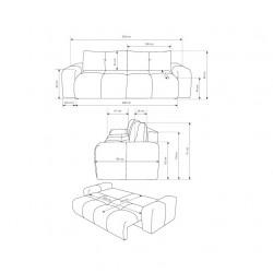 SOHI Kanapa pikowana z funkcją spania i pojemnikiem na pościel Curio 09 - beżowy - Zdjęcie 9