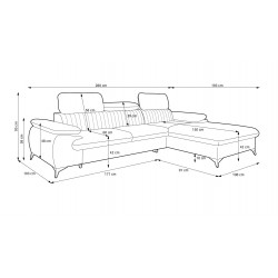 BELM Narożnik z funkcją spania, pikowanym oparciem i regulowanymi zagłówkami - Zdjęcie 8