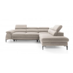 BLLU Narożnik z funkcją spania do salonu gładki z regulowanymi zagłówkami w tkaninie Vogue - Zdjęcie 2