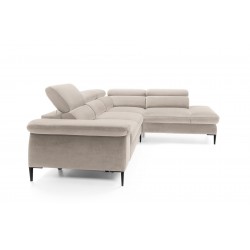 BLLU Narożnik z funkcją spania do salonu gładki z regulowanymi zagłówkami w tkaninie Vogue - Zdjęcie 6