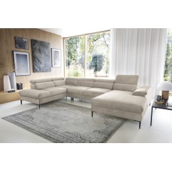 BLUE Narożnik Uniwersalny z regulowanymi zagłówkami na wysokich nóżkach obity tkaniną Vogue