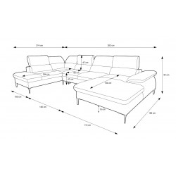 BLUE Narożnik Uniwersalny z regulowanymi zagłówkami na wysokich nóżkach obity tkaniną Vogue - Zdjęcie 11