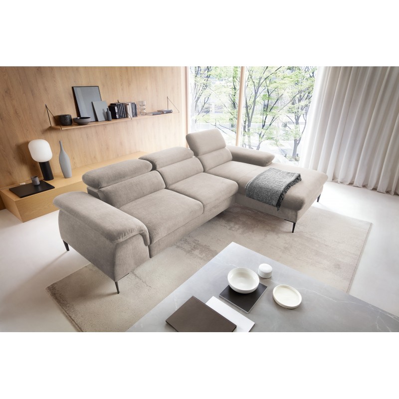 BLUM Narożnik na wysokich nóżkach, z regulowanymi zagłówkami obity tkaniną Vogue