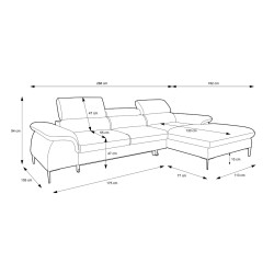 BLUM Narożnik na wysokich nóżkach, z regulowanymi zagłówkami obity tkaniną Vogue - Zdjęcie 15