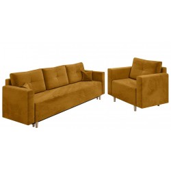 LUSIA 3+1 zestaw wypoczynkowy fotel kanapa trzyosobowa duża powierzchnia spania pojemnik na pościel - Zdjęcie 5