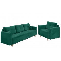 LUSIA 3+1 zestaw wypoczynkowy fotel kanapa trzyosobowa duża powierzchnia spania pojemnik na pościel - Zdjęcie 6