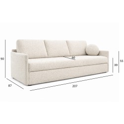 SISI Nowoczesna kanapa trzyosobowa z funkcja spania do salonu, w tkaninie Boucle - Zdjęcie 7