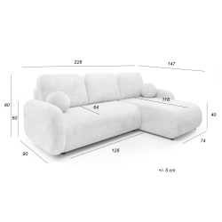 KOMA Narożnik trzyosobowy z funkcją spania, obity tkanina Cremona - Zdjęcie 8