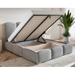 Łóżko tapicerowane do sypialni z pojemnikiem BEN 14 - beżowy SZYBKI TERMIN DOSTAWY - Zdjęcie 2