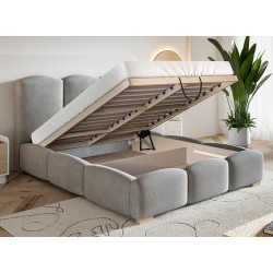Łóżko tapicerowane do sypialni z pojemnikiem BEN 14 - beżowy SZYBKI TERMIN DOSTAWY - Zdjęcie 3