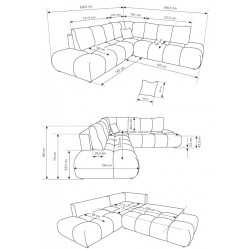 SOHI Narożnik pikowany z funkcją spania o zaokrąglonych kształtach, tkanina Perfect Harmony 02 - Zdjęcie 8