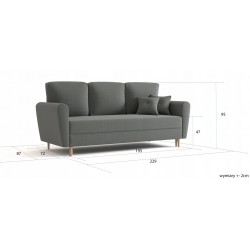 Skandynawska Kanapa na nóżkach drewnianych LILI z wyborem tkaniny - Zdjęcie 4