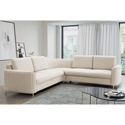 LOREN Narożnik z funkcją spania i pojemnikiem na pościel, obity tkaniną odporną na zabrudzenia