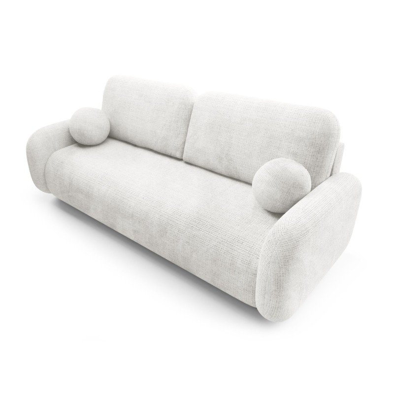 LEON Kanapa trzyosobowa o zaokrąglonych kształtach z funkcją spania obita tkaniną Cremona