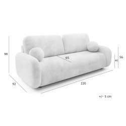 LEON Kanapa trzyosobowa o zaokrąglonych kształtach z funkcją spania obita tkaniną Cremona - Zdjęcie 8