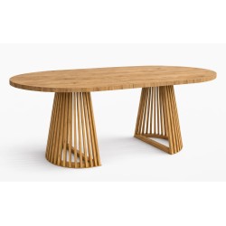 DUSTO stół okrągły rozkładany z lamelami - Zdjęcie 2
