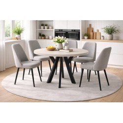 LOFT Okrągły stół rozkładany do jadalni kuchni i salonu w modnym kolorze kaszmirowym - Zdjęcie 2