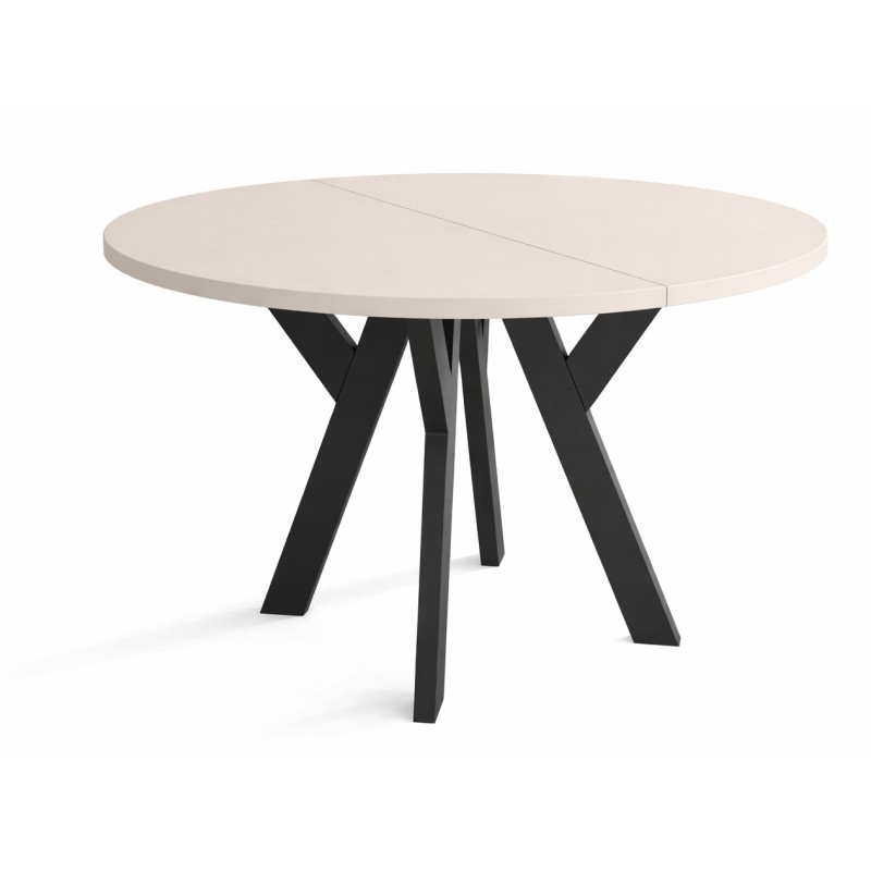 LOFT Okrągły stół rozkładany do jadalni kuchni i salonu w modnym kolorze kaszmirowym