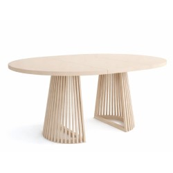 DUSTO stół okrągły rozkładany z lamelami i blatem w kolorze kaszmirowym - Zdjęcie 4