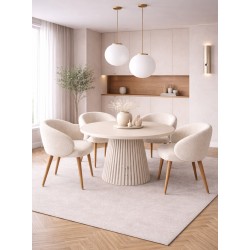 DUSTO stół okrągły rozkładany z lamelami i blatem w kolorze kaszmirowym - Zdjęcie 2