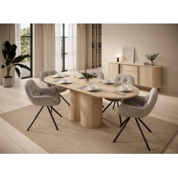 LOVE Stół rozkładany owalny do salonu na podstawie z lameli - Zdjęcie 9