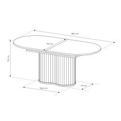 LOVE Stół rozkładany owalny do salonu na podstawie z lameli - Zdjęcie 11