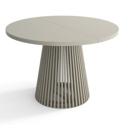 DUSTO stół okrągły rozkładany z lamelami i blatem w kolorze kaszmirowym