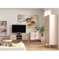 Szafa Boho głęboka drewniane nóżki 2 półki i drążek Macchiato styl skandynawski - Zdjęcie 3