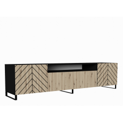 Szafka RTV IGO 200 cm stojąca do salonu Czarny + Artisan - Zdjęcie 3