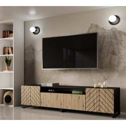 Szafka RTV IGO 200 cm stojąca do salonu Czarny + Artisan