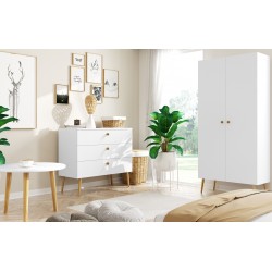 Szafa Boho drewniane nóżki 5 półek Biała - Zdjęcie 3