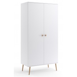 Szafa Boho drewniane nóżki 5 półek Biała - Zdjęcie 2