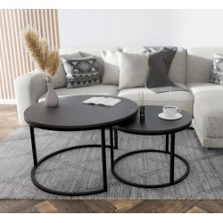 Okrągły stolik kawowy 2w1 metalowy industrial loft fi 71/51