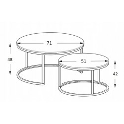 Okrągły stolik kawowy 2w1 metalowy industrial loft fi 71/51 - Zdjęcie 2