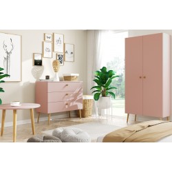 Komoda z szufladami na drewnianych nóżkach różowa - Zdjęcie 3