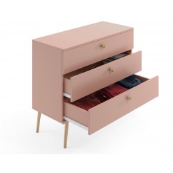 Komoda z szufladami na drewnianych nóżkach różowa - Zdjęcie 2
