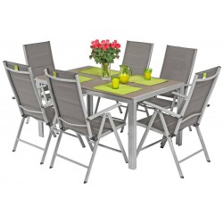 MODERN Zestaw ogrodowy aluminiowy stół + krzesła 6 osób