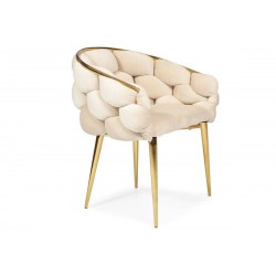 Krzesło glamour balloon beżowy złote nogi - Zdjęcie 3