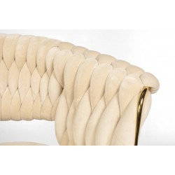 Krzesło plecione beżowe na złotych nogach - Zdjęcie 2