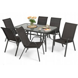 PUERTO zestaw ogrodowy stół + 6 krzeseł czarny - Zdjęcie 1