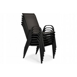 PUERTO zestaw ogrodowy stół + 6 krzeseł czarny - Zdjęcie 6