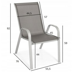 PUERTO zestaw ogrodowy stół + 6 krzeseł srebrny - Zdjęcie 9