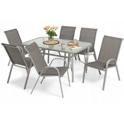 PUERTO zestaw ogrodowy stół + 6 krzeseł srebrny - Zdjęcie 2