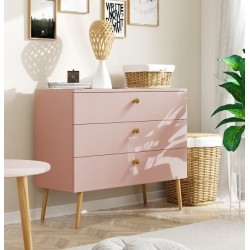 Komoda z szufladami na drewnianych nóżkach różowa - Zdjęcie 4
