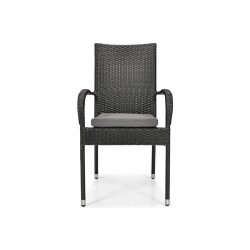 MALWA meble ogrodowe z technorattanu stół + krzesła 6 osób czarny - Zdjęcie 4