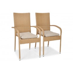 MALWA zestaw technorattan stół + krzesła 6 osób beżowy - Zdjęcie 3