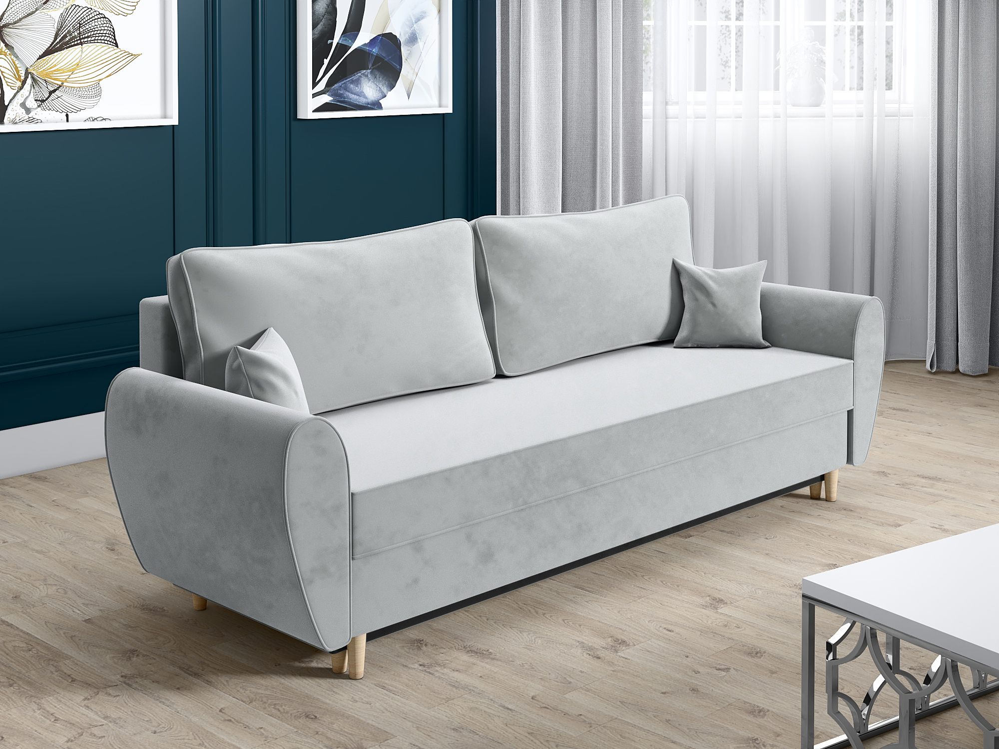 Kanapa trzyosobowa MAX skandynawska sofa z funkcją spania i pojemnikiem na pościel - zdjęcie produktu