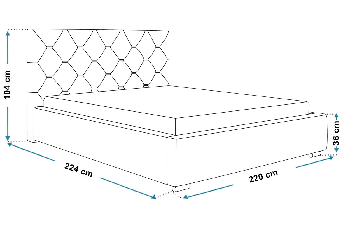 Łóżko tapicerowane 200x200 R17 Stelaż metalowy - zdjęcie produktu