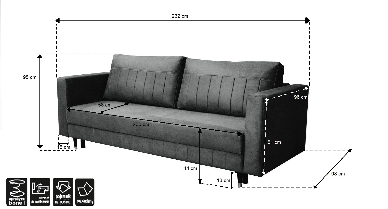 Sofa ELA Kanapa Rozkładana z funkcją spania - zdjęcie produktu